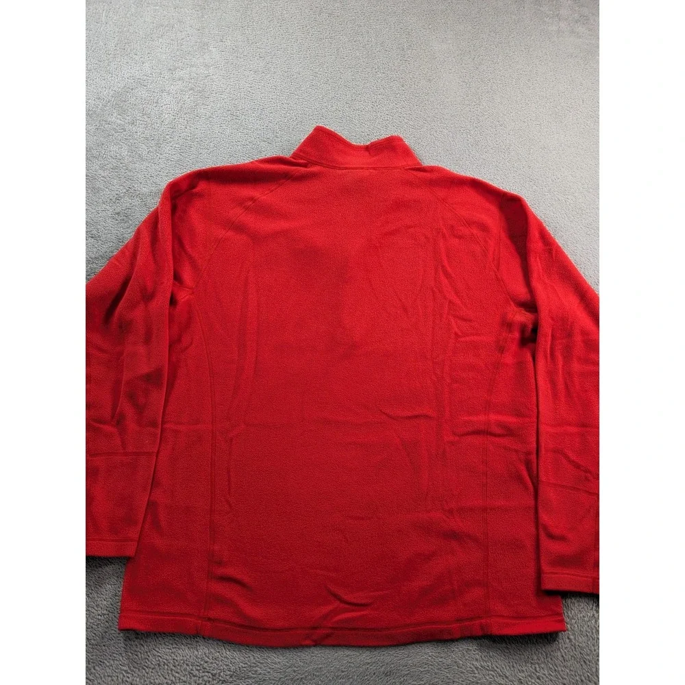 The North Face Mens Large Red Quarter Zip Fleece Pullover Grey Chest Pocket L